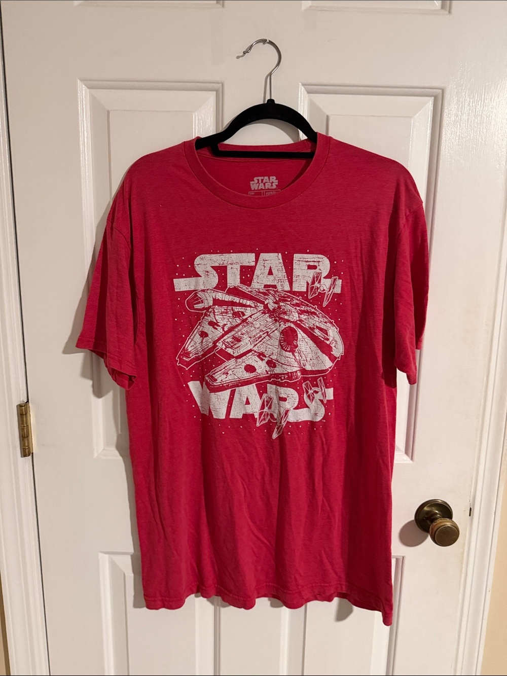 Star Wars Red Tee with White Millennium Falcon Graphic